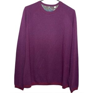 Robert Graham Purple Wool Cotton Crewneck Sweater Paisley Lining Size L